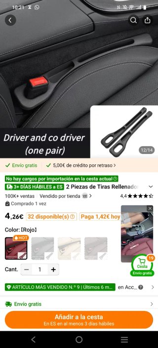 Tiras Rellenadoras Espacio Coche Negro