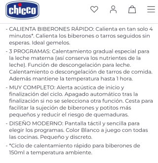 Calienta Biberones Chicco