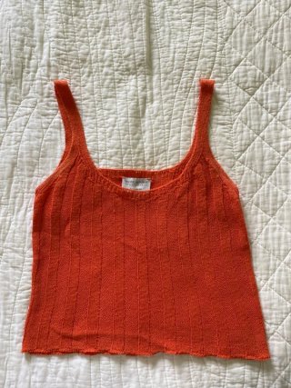 Top lino mujer naranja