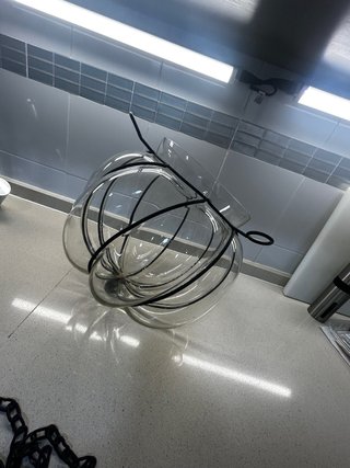 Lámpara Vidrio Soplado Artesanal Enjaulado Hierro