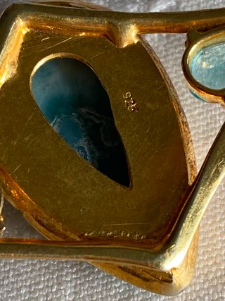 Brazalete Plata Ley y Larimar Azul NUEVO