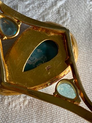Brazalete Plata Ley y Larimar Azul NUEVO