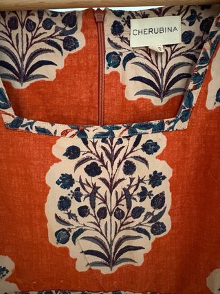Vestido Cherubina Naranja Estampado