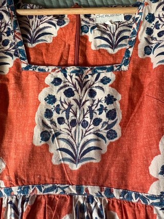 Vestido Cherubina Naranja Estampado