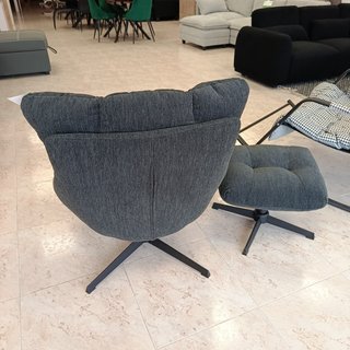Butaca Giratoria Amelia + Reposapiés Negro/Gris