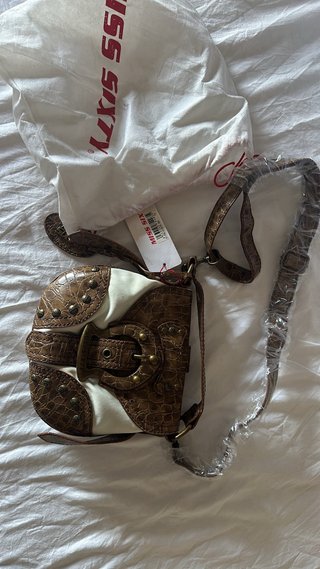Borsa vintage Miss Sixty marrone e bianca
