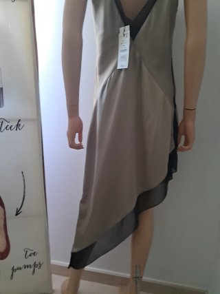 Vestido lencero Zara bronce  y Negro