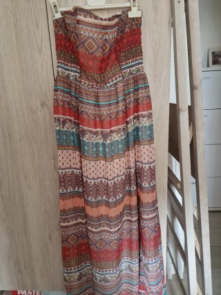 Vestido largo hippie multicolor talla M