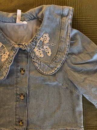 Blusa vaquera con cuello Peter Pan T. XS/S