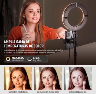 Aro de Luz LED Neewer con Trípode y soporte movil