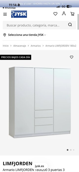 Armario JYSK Blanco 180x200 Seminuevo Embuelto