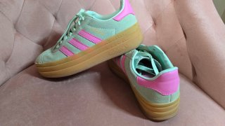 Adidas Gazelle Plataforma Verde y Rosa
