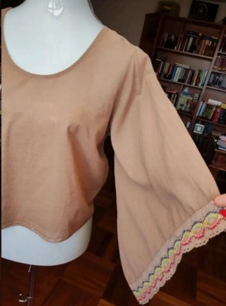 Blusa donna color pesca con fiocco
