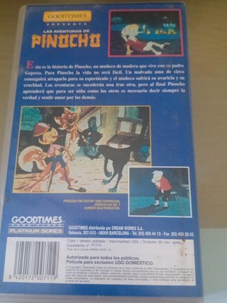 VHS Las Aventuras de Pinocho