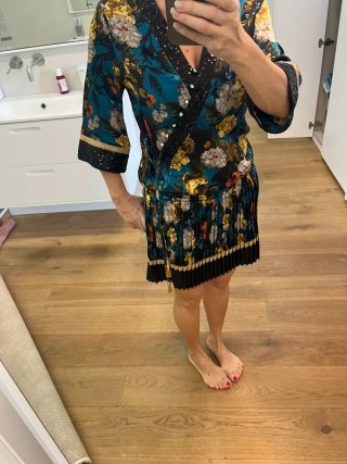 Vestido Privée kimono estampado floral negro S