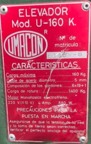 Montacargas elevador industrial