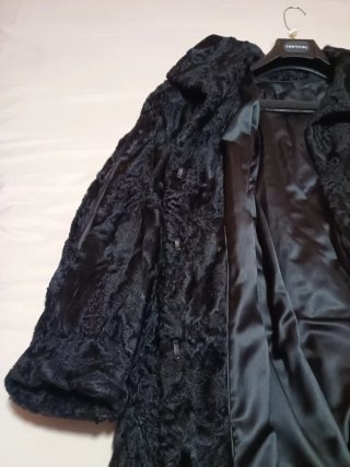 Abrigo Vintage Negro Piel natural