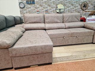 Sofá Cama Chaise Longue Reversible con Arcón