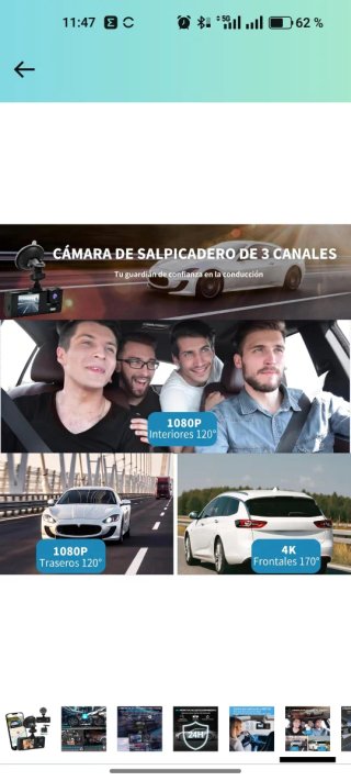 Dashcam con Cámara Trasera y WiFi
