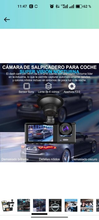 Dashcam con Cámara Trasera y WiFi