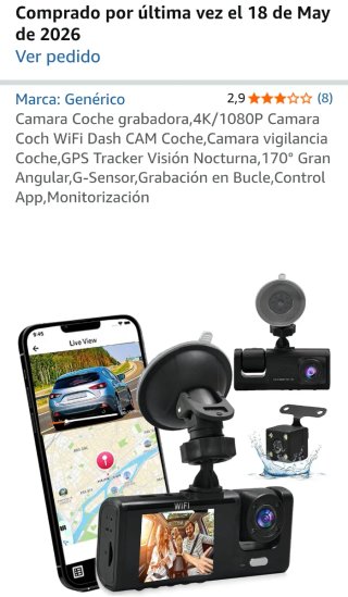 Dashcam con Cámara Trasera y WiFi