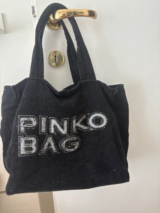 Borsa Pinko nera in velluto a coste