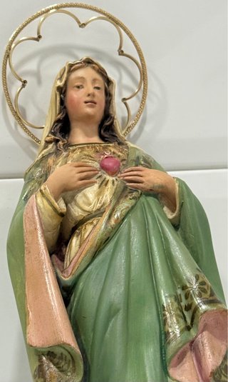 ANTIGUO SAGRADO CORAZÓN DE MARÍA TALLA MADERA OLOT