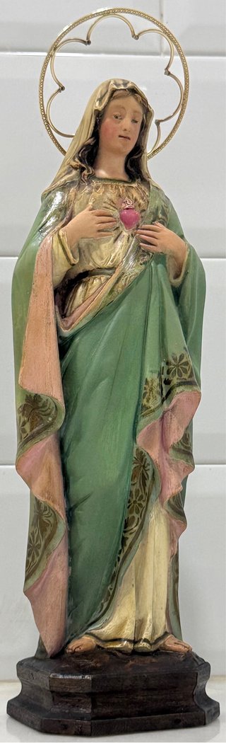 ANTIGUO SAGRADO CORAZÓN DE MARÍA TALLA MADERA OLOT