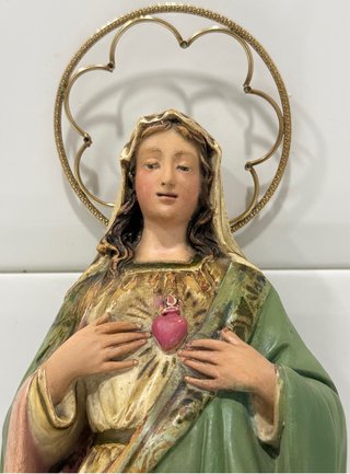 ANTIGUO SAGRADO CORAZÓN DE MARÍA TALLA MADERA OLOT
