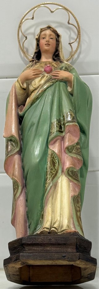 ANTIGUO SAGRADO CORAZÓN DE MARÍA TALLA MADERA OLOT