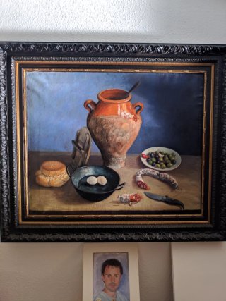 Bodegón pintado sobre lienzo