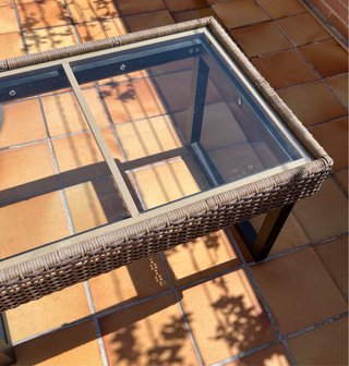 Mesa Centro Exterior IKEA SOLLERÖN Ratán y Cristal
