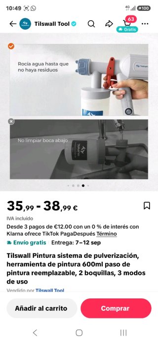 Pistola Pintar Tils Wall 500ml