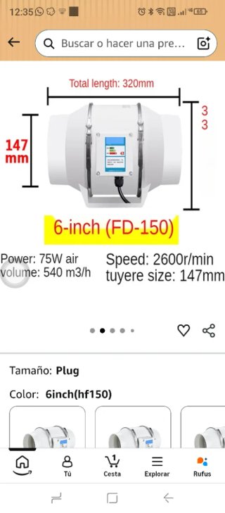 Extractor de aire silencioso 6 pulgadas