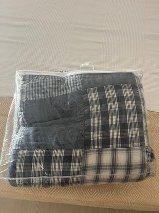Edredón Cama 105 Cuadros Azul y Blanco