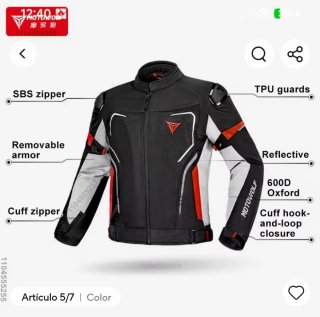 Chaqueta Motorwolf 4XL Verano Hombre Negra/Roja