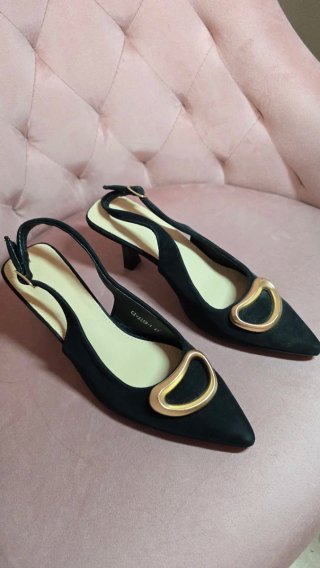 Sandalias Slingback Negras Tacon Talla 37