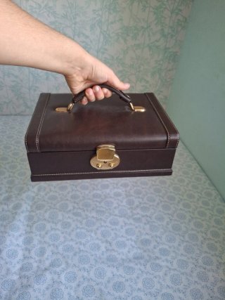 Joyero Maletín Vintage Piel Doble Bandeja