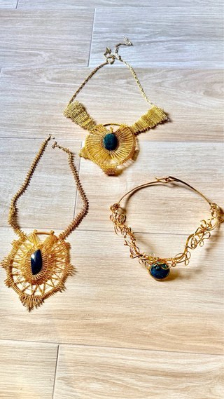 Lote 3 collares dorados artesanales