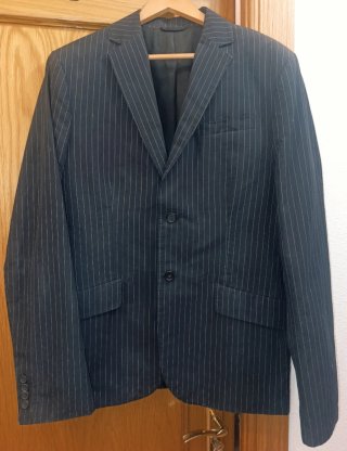 Chaqueta traje rayas diplomáticas negra