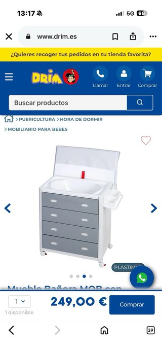 Mueble cambiador bañera bebé
