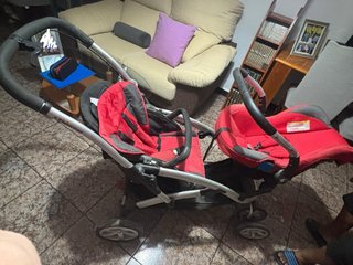Carro gemelar doble rojo