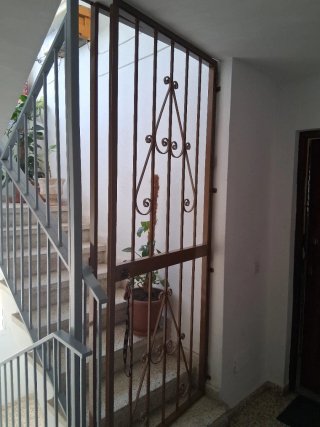 Puerta de hierro forjado con reja