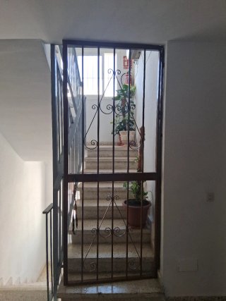 Puerta de hierro forjado con reja