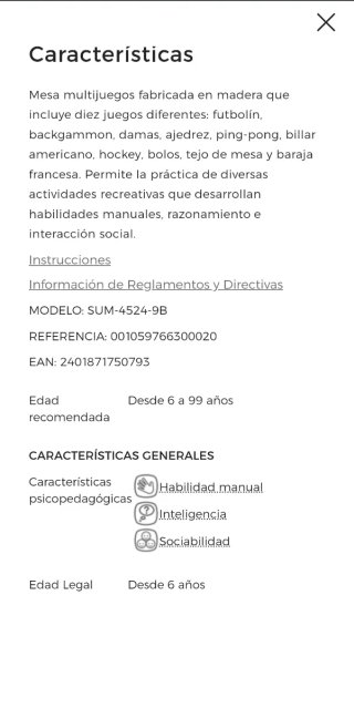 Mesa Multijuegos 10 en 1 El Corte Inglés