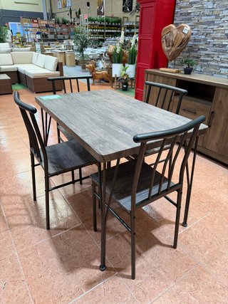 Comedor 4 Sillas Madera y Metal