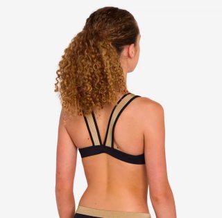 DECATHLON Top Bikini Niña 900 Lily Negro-Dorado
