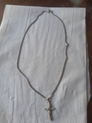 Cadena de plata ley pura con cruz