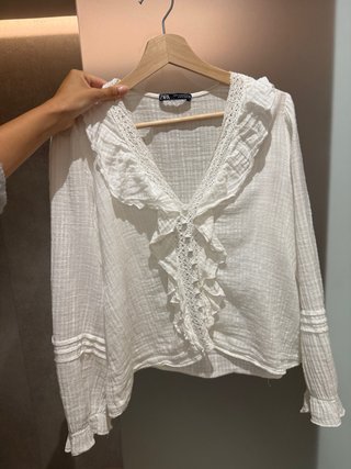 Blusa Zara bordada blanca Talla M