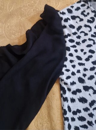 Vestito donna fantasia maculata maniche nere